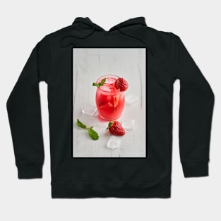 Strawberry cocktail with ice and fruits Hoodie